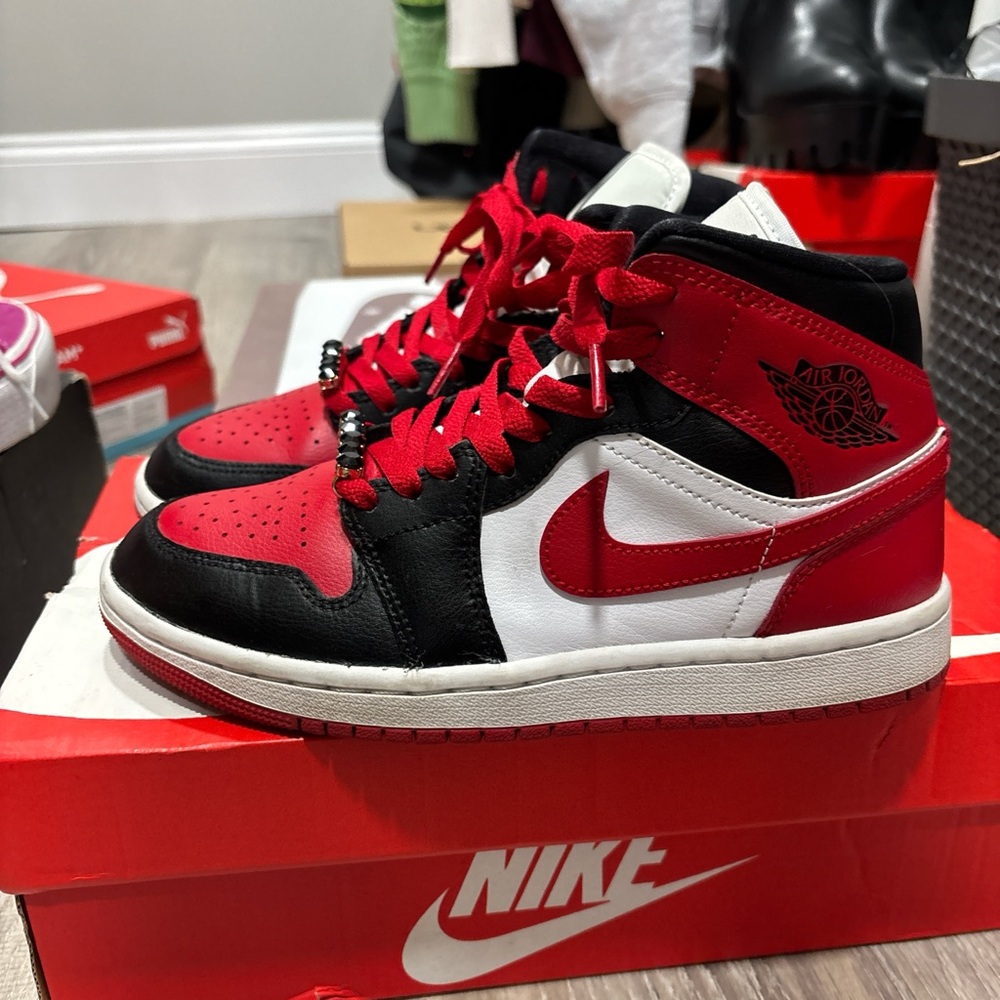 Nike Red, Black, and White High-Top Sneakers